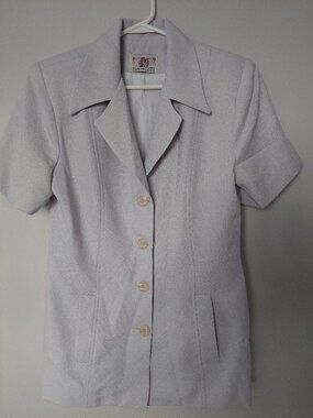 Vintage Pariscope Women's Sz 8/9 blazer light grey patterned fabric